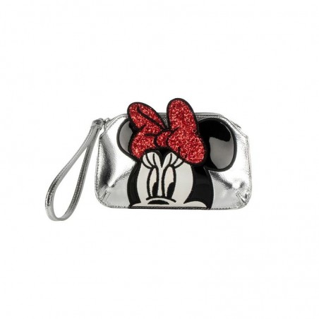 Estuche cosméticos con asa plateado diseño Minnie