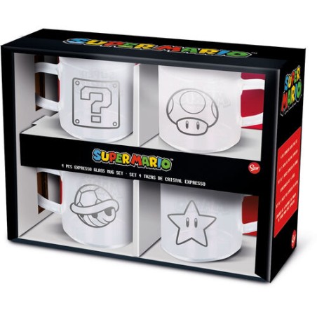 Set 4 Tazas Cristal Expresso Super Mario