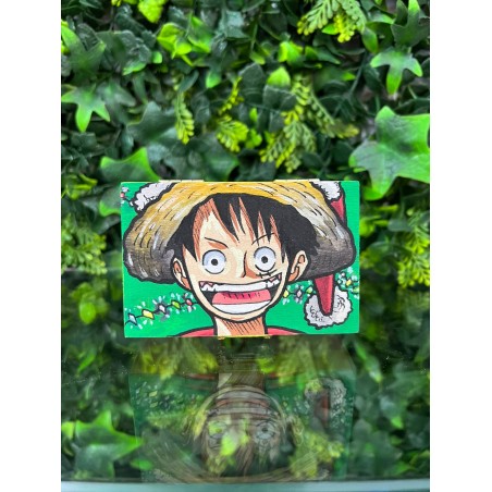 Caja Pequeña Madera Pintada a Mano Luffy One Piece Navidad