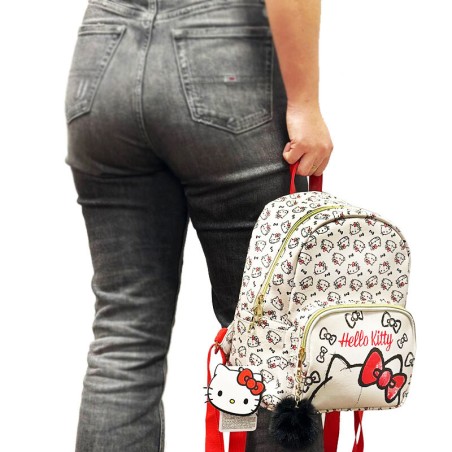 Mochila Blanca y Roja Hello Kitty Weird But Cute Casual Fashion