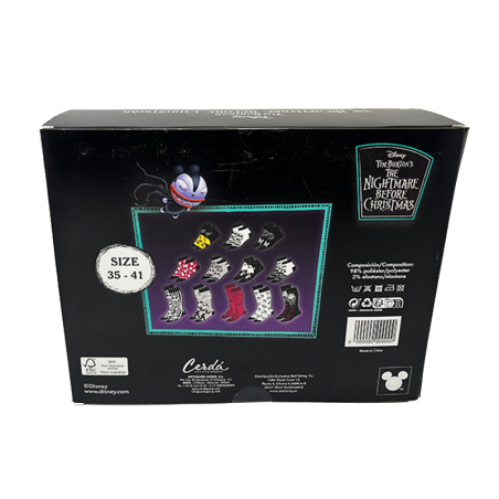 Calendario Adviento De Calcetines Pesadilla Antes de Navidad Jack y Sally