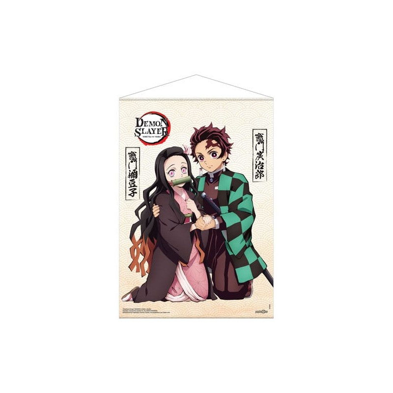 Póster de tela de Tanjiro y Nezuko de Kimetsu...