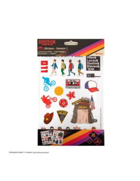 Pegatinas Stranger Things temporada 1. PVC y papel. 16.5 x 25