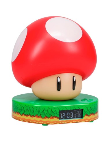 Super Mario Reloj Despertador Champiñón con Luz