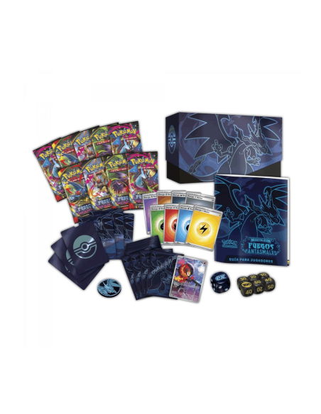 Estuche Entrenador Elite juego cartas Fuegos Fantasmales Pokemon Español