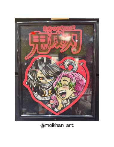 Cuadro Artesanal Obanai y Mitsuri Moi