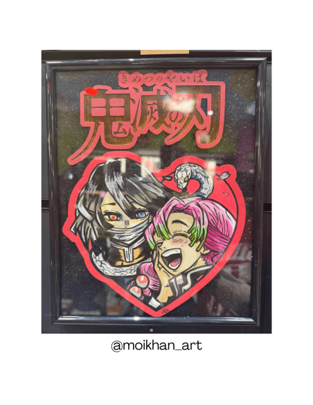 Cuadro Artesanal Obanai y Mitsuri Moi