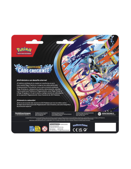 Blister 3 sobres cartas Caos Creciente Megaevolucion Pokemon | Español